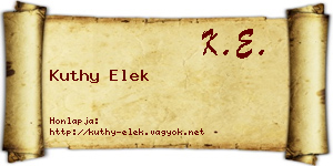Kuthy Elek névjegykártya